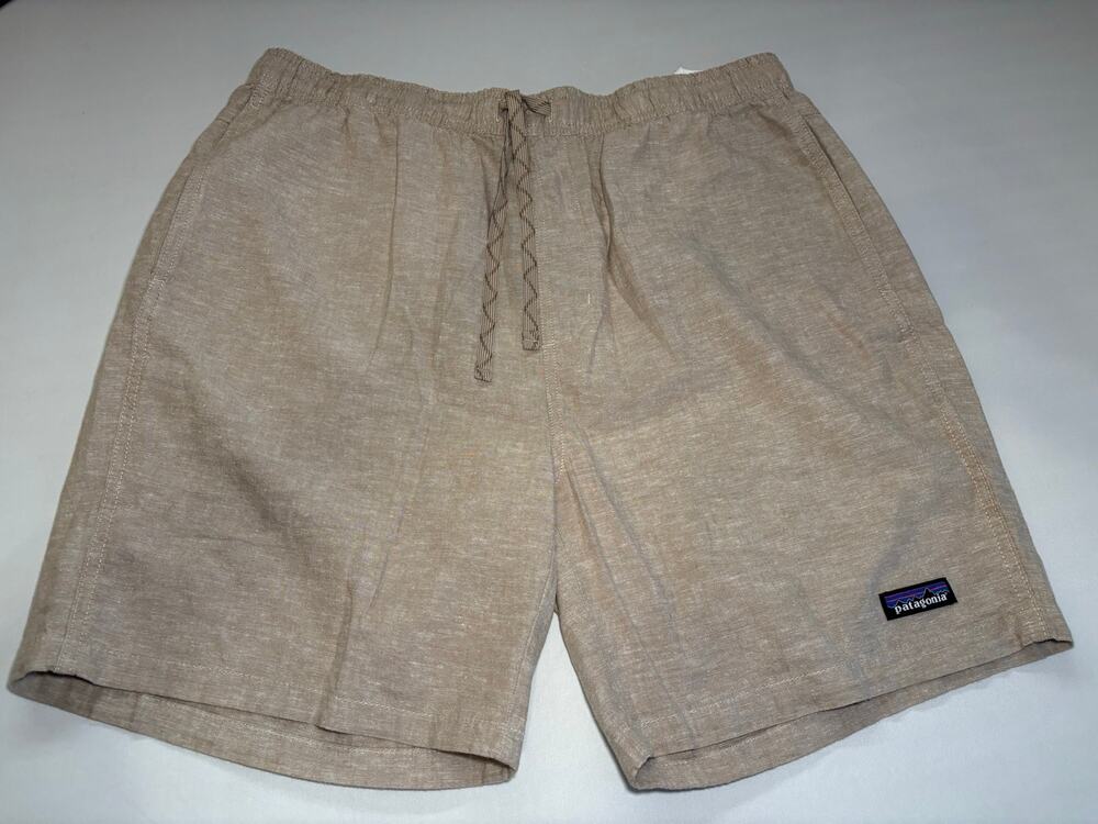 Patagonia Baggies Naturals Shorts Tan Khaki Linen Drawstring L Gorpcore Mens